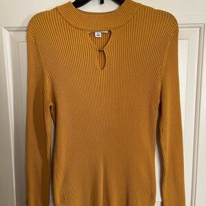 Mustard Ribbed Knit Sweater